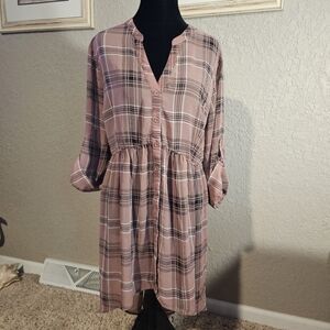 Torrid Plaid High Low Tunic Top Plus Size 1 (14/16)